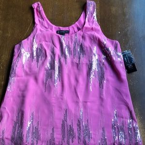 NWT INC Sleeveless Pink Tank with Silver Sequins